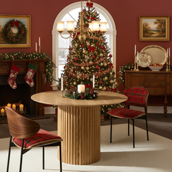 Garda 46.5" Round Wood Dining Table with Fluted Pedestal Base