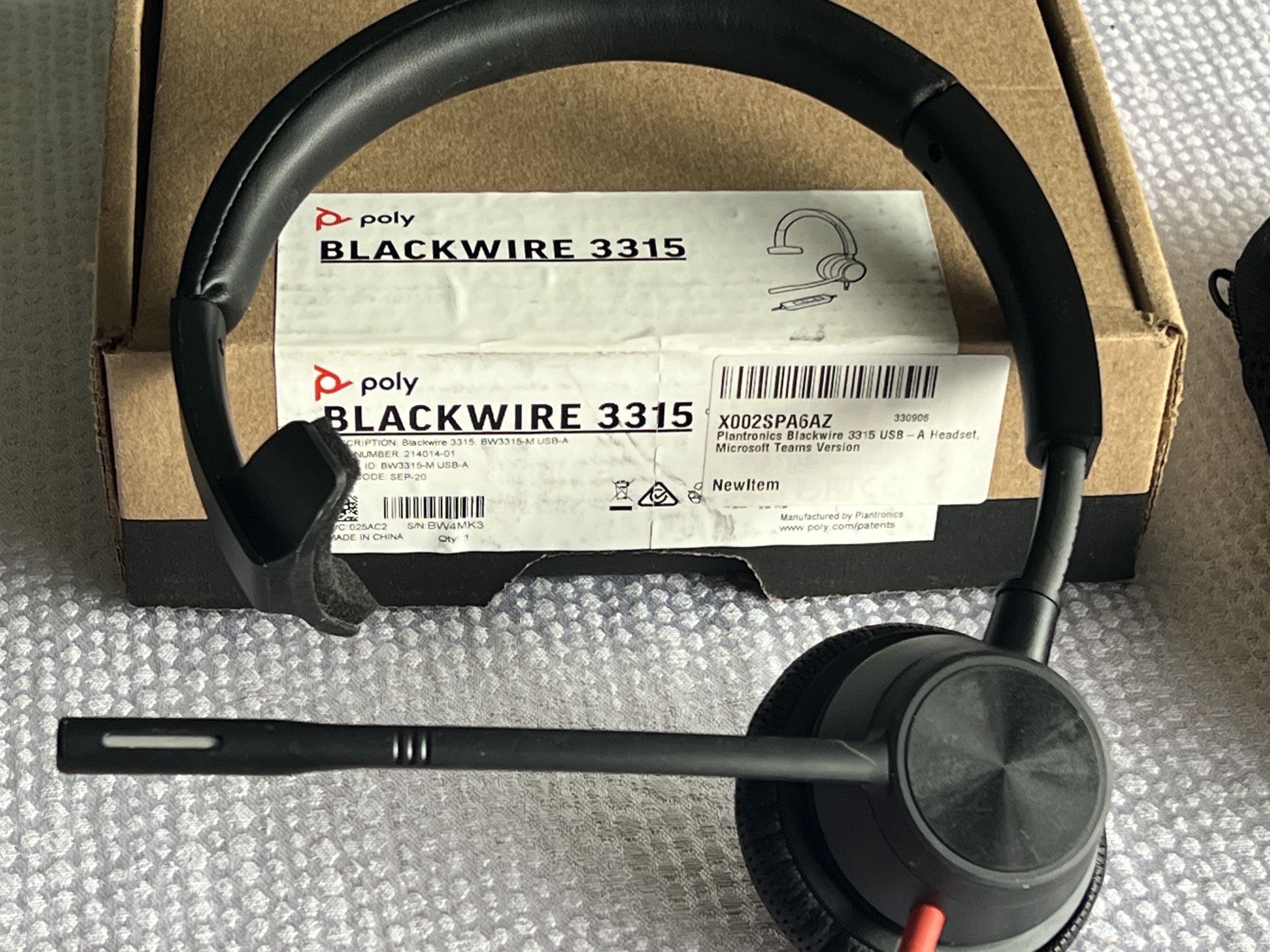Plantronics Blackwire 3315, USB-A Headset, Mono