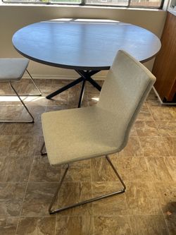 Set of Light Beige Dining Table Chairs