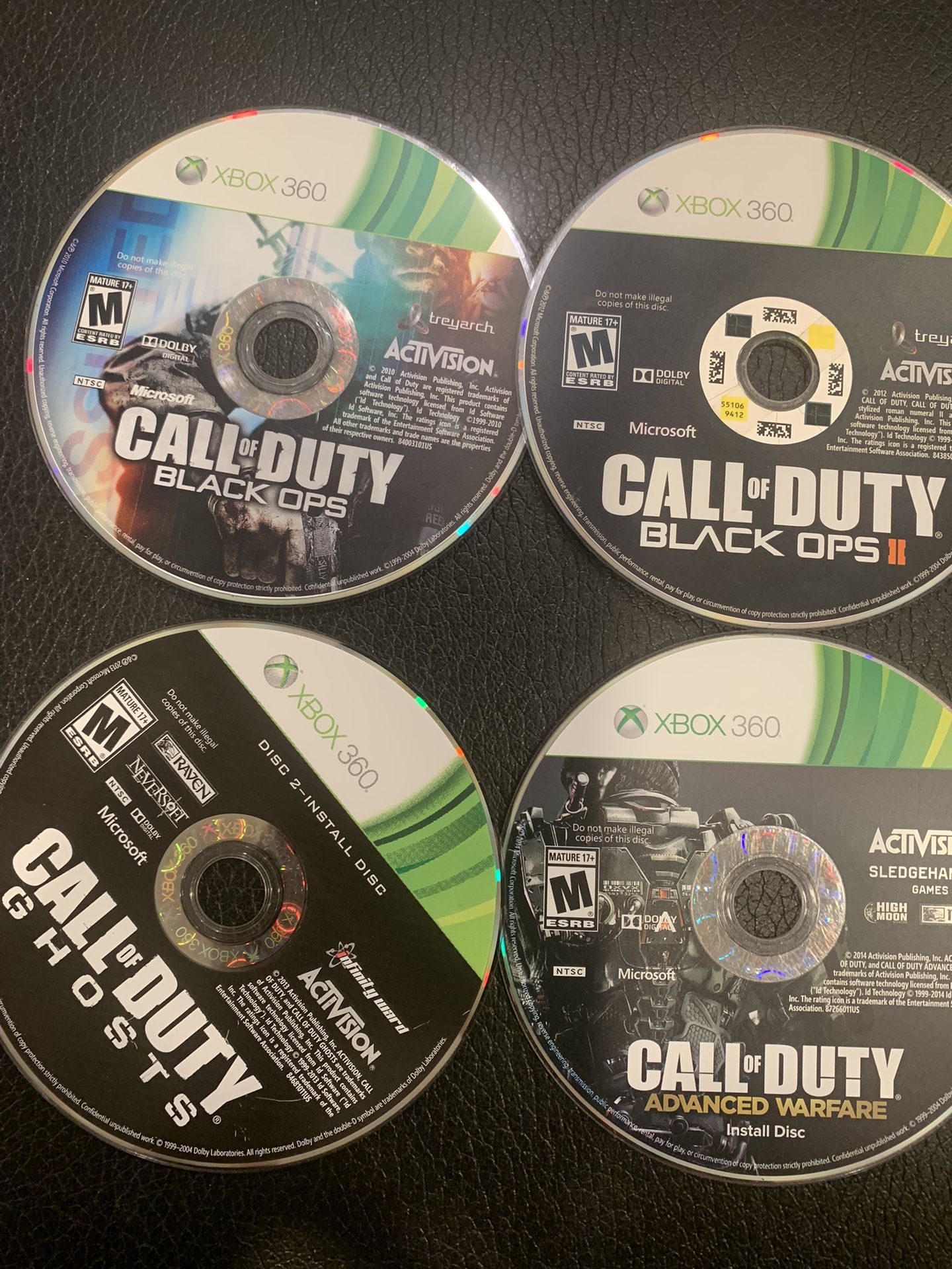 Lot Of 4 Call Of Duty Games For Xbox 360 - Disc Only - Tested- Fast Shipping!