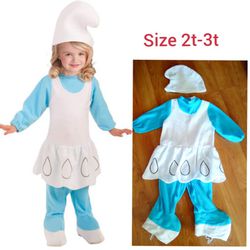 Girl Smurf Halloween costume. Size 2t-3t