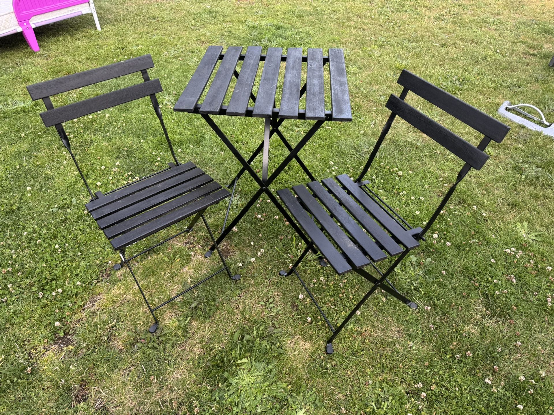 Metal And Wood Patio Set