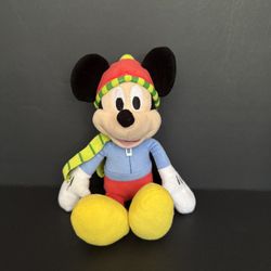 Disney Mickey Mouse Winter Plush 9" Small Plush w/winter Hat, Scarf & Jacket