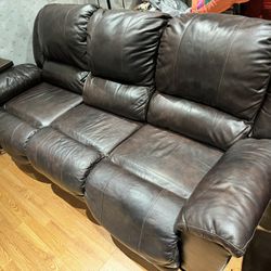 Leather Three Seater Reclining Sofa