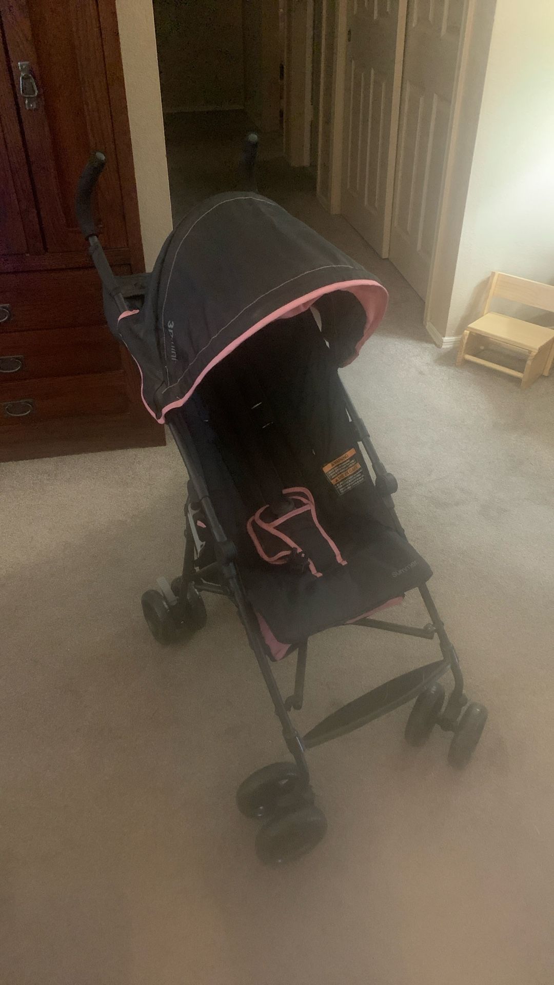 Lightweight Black And Pink Infant/Toddler Stroller New- Never Been Used