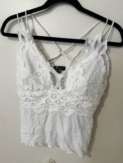 White Lace Crop Top with Strappy Back