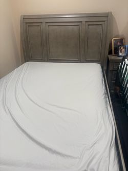 Gray Wood Sleigh Bed Frame