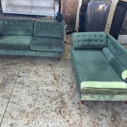 Green Suede Couches