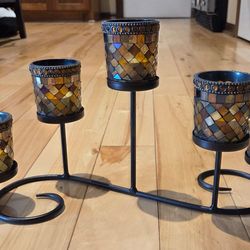 PartyLite Global Fusion Mosaic Votive/Tealight Candle Holder (8" tall x 15.5" long x 4" wide)