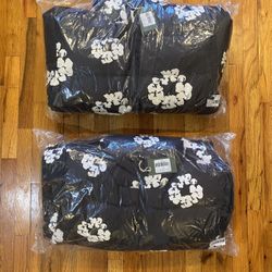 Denim Tears Wreath Puffer Jacket Black