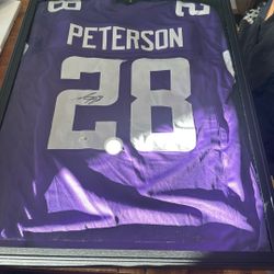 Adrian Peterson Signed Jersey In Case JSA Sticker Of Authenticity. Will Post Until End Of February And Will Auction Off Elsewhere If Not Sold