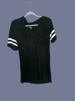 Black Short Sleeve Hoodie T-Shirt Size Large