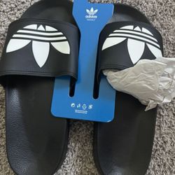 Brand New Adidas Adilette Lite Slides – Black/White, Size US 9