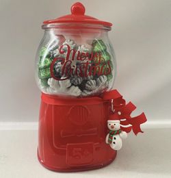 Christmas Glass Gum Ball Machine Canister
