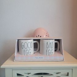 RAE DUNN Easter Mug Set GOOD EGG🥚 BAD EGG🐣🐰🌷NWT