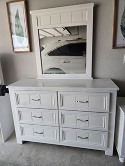 Dresser, mirror and nitestand
