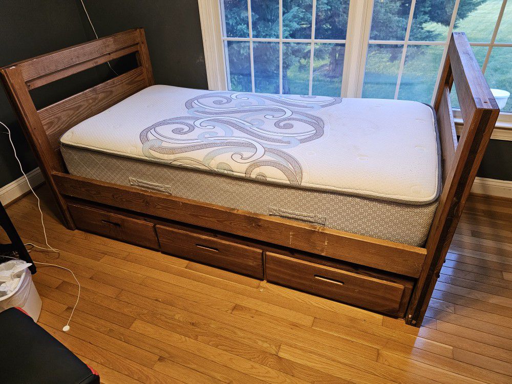 This End Up Bed Frame With Under 3 Drawer Storage