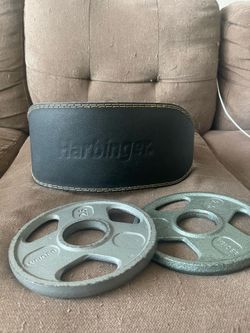 Leather Weightlifting Belt and 2.5lb Weight Plates