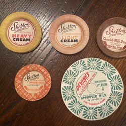Milk Bottle Caps, Lot Of 5