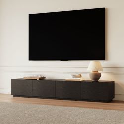 79" Black Modern Minimalist 4-Drawer TV Stand / Media Console <Fully-Assembled> by POVISON  [NEW IN BOX] **Retails For $1199