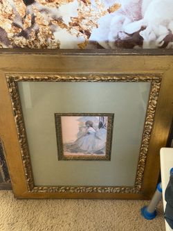 Antique painting with custom frame