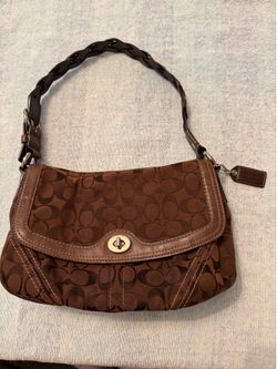 Coach Y2K SoHo Signature Shoulder Bag Beige/Brown Buckle Flap