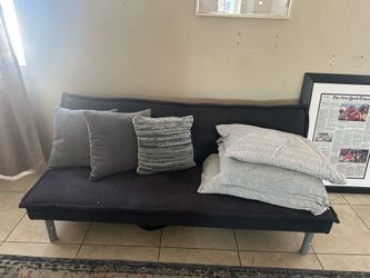 Black Futon, with Pillows