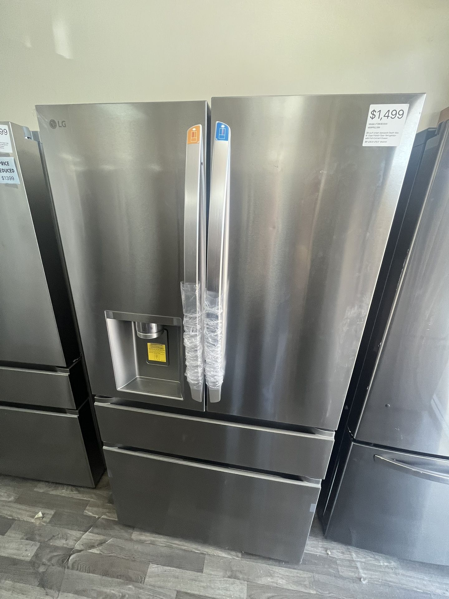 LG 36”W French Door Fridge, Standard Depth, 4 Door, Fully Tested, Includes One Year Warranty