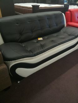 Black & White Leather Sofa Only