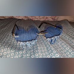 Blue Heart Drippy Sunglasses