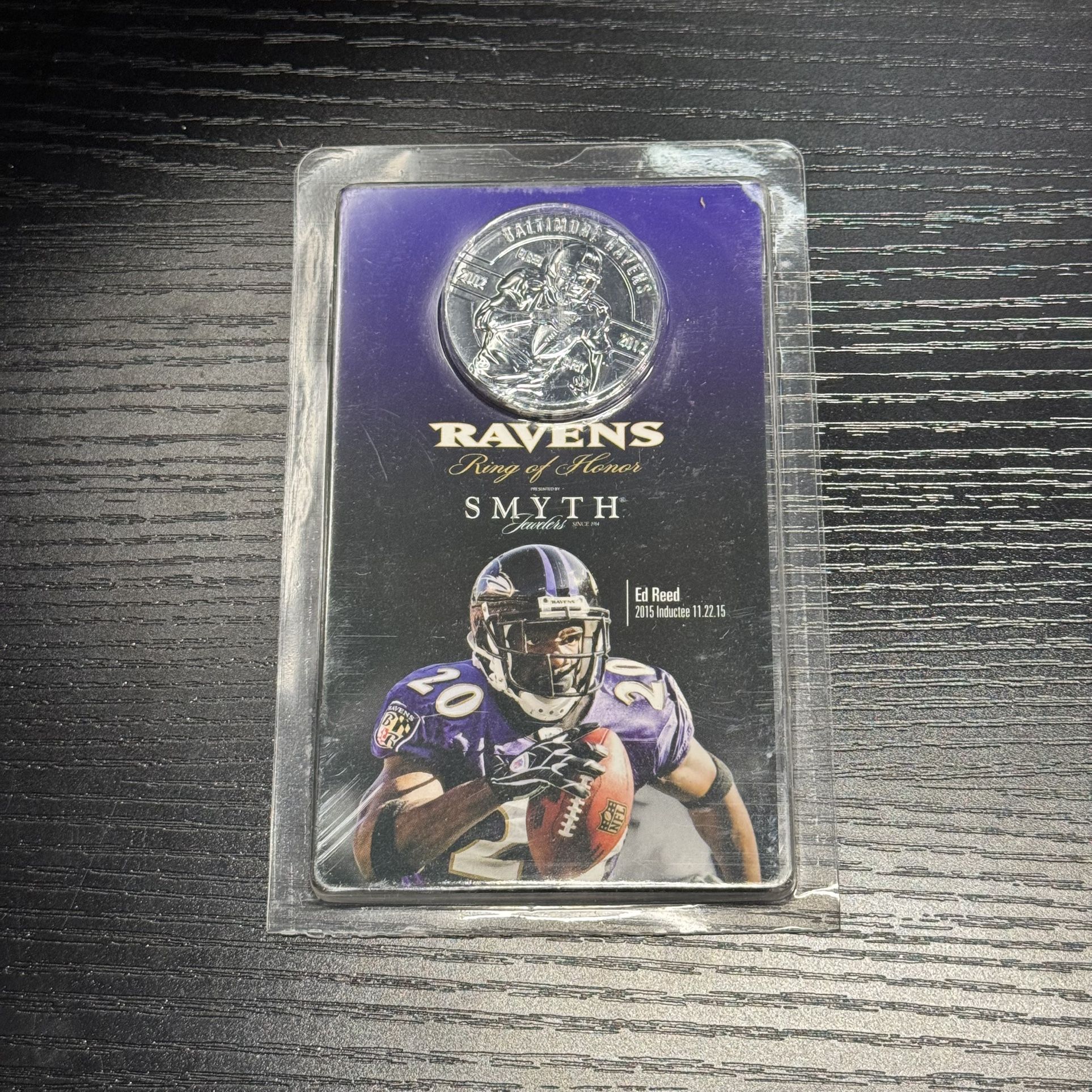 Ed Reed Baltimore Ravens Commemorative Ring Of Honor Induction SGA Coin