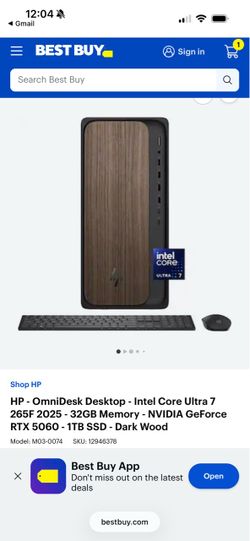 HP - OmniDesk Desktop - Intel Core Ultra 7 265F 2025 - 32GB Memory - NVIDIA GeForce RTX 5060 - 1TB SSD - Dark Wood