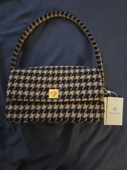 ANINE BING Nico Houndstooth Shoulder Bag