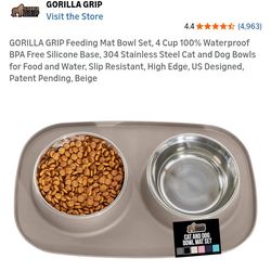 NEW GORILLA GRIP FEEDING MAT BOWL SET