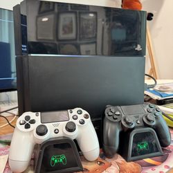 Playstation 4 With Controllers And Dock And Manual