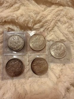 Collection of 5 classic Morgan Silver Dollars (1878–1921 series)