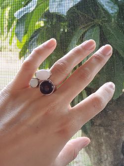 Woman Ring. Natural Stone . Amethyst, Rose Quartz, Moonstone. Silver 925 . 100% Silver 925 and 100% Natural Stone. SIZE : 7. BRAND NEW