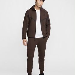 NIKE TECH FLEECE BAROQUE BROWN/BLACK FULL ZIP HOODIE HV0949-237 & Pants HV0959-237 Men Size XL