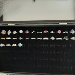 Vintage Sterling Silver Mixed Rings Aquamarine Opal Amethyst Moon Stone More 