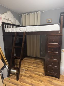 Full Solid Wood Loft Bed With Desk