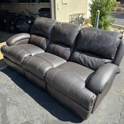 Brown Leather Electric Recliner Sofa Set