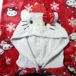 Med Sanrio Hello Kitty Christmas Holiday Santa Hooded One Piece Pajamas Jumpsuit