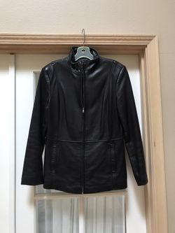 Womens Soft Black Leather Jacket Size M