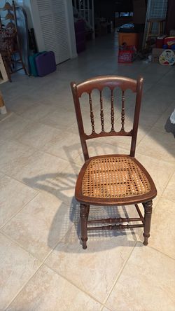 Antique Wood Chair with Cane Seat