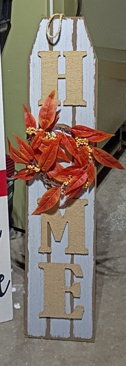 Fall season rustic finish wooden porch sign