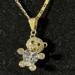 14k Brazilian Gold Plated Laminated Bear Pendant Chain