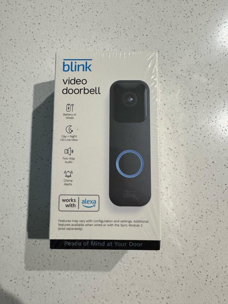 Blink Video Doorbell – NEW & Sealed, HD, Two-Way Audio, Alexa Compatible (Black)