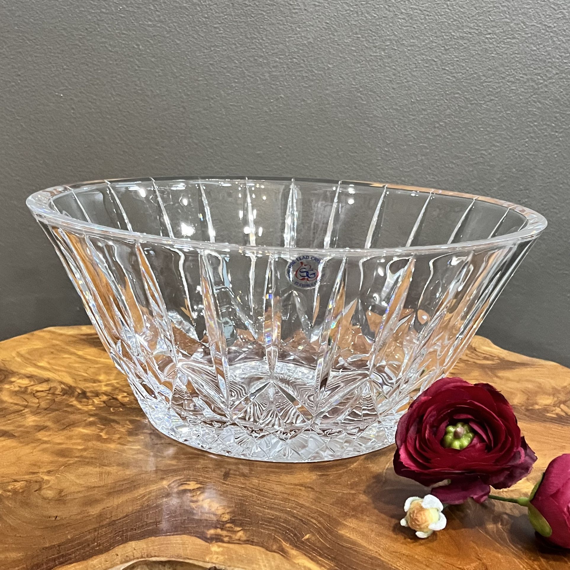 St. George Lead Crystal Oval Bowl Centerpiece Made USA