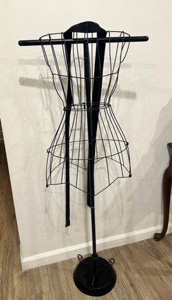 Vintage Style Black Wire Dress Form Mannequin Stand (52" Tall) - Shabby Chic / Display Decor