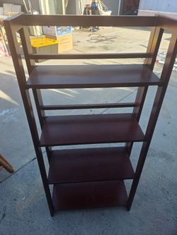 5-Tier Dark Cherry Wood Bookshelf